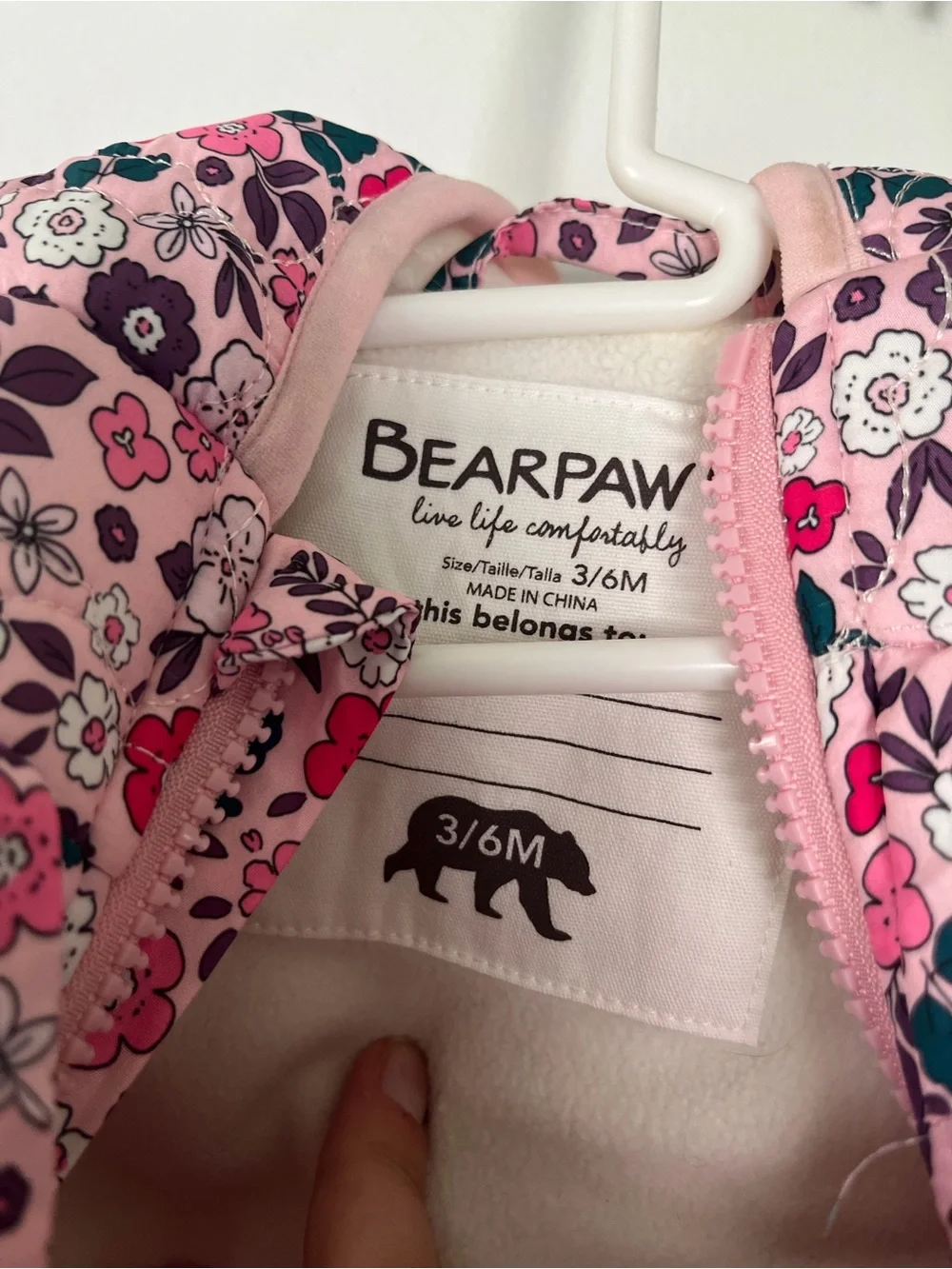 BearPaw Pink Floral Footed Baby One-Piece